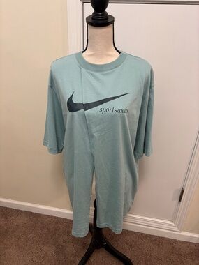 Nike Sportswear Split Front Tee in Light Seafoam size Large